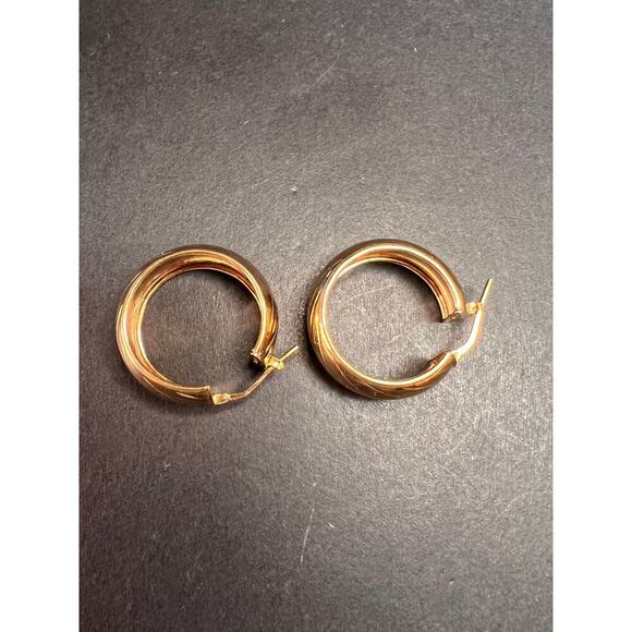 Rose Gold over sterling silver Italian hoop earrings - Picture 11 of 14
